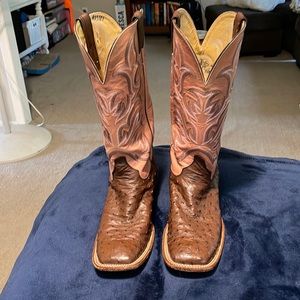 Justin Ostrich square toe Western Boots women’s size 10